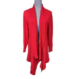 Cato Womens Cardigan Sweater Red Ribbed Shawl Textured Waterfall Plus 18/20W